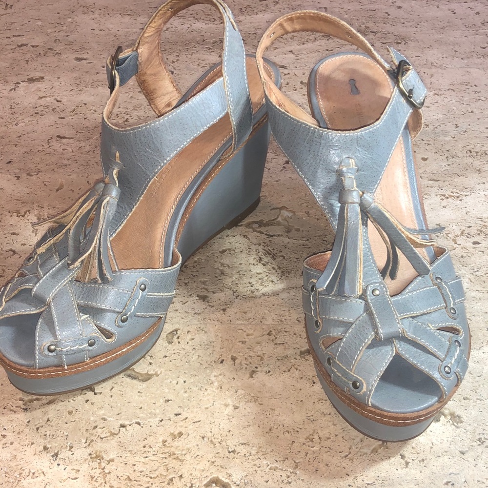 Anthropology leather platform wedges